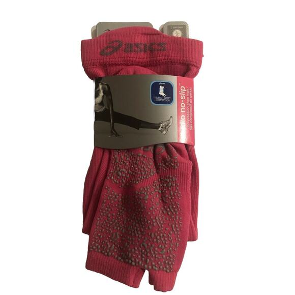 2 ASICS Womens Performance Compression Knee High Toeless No Slip Lg Socks Pink - Picture 3 of 9